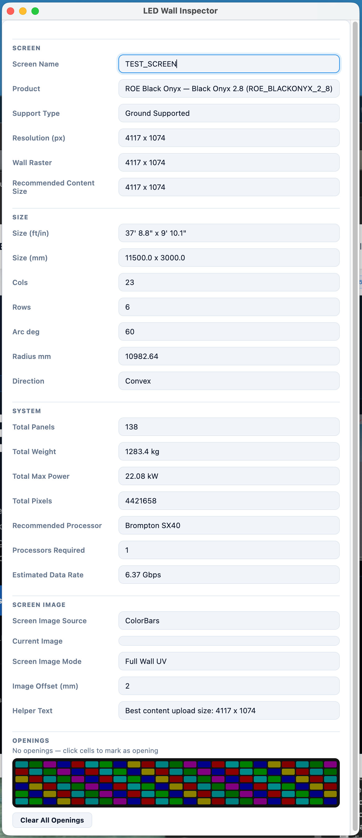 LED Builder Wall Inspector panel